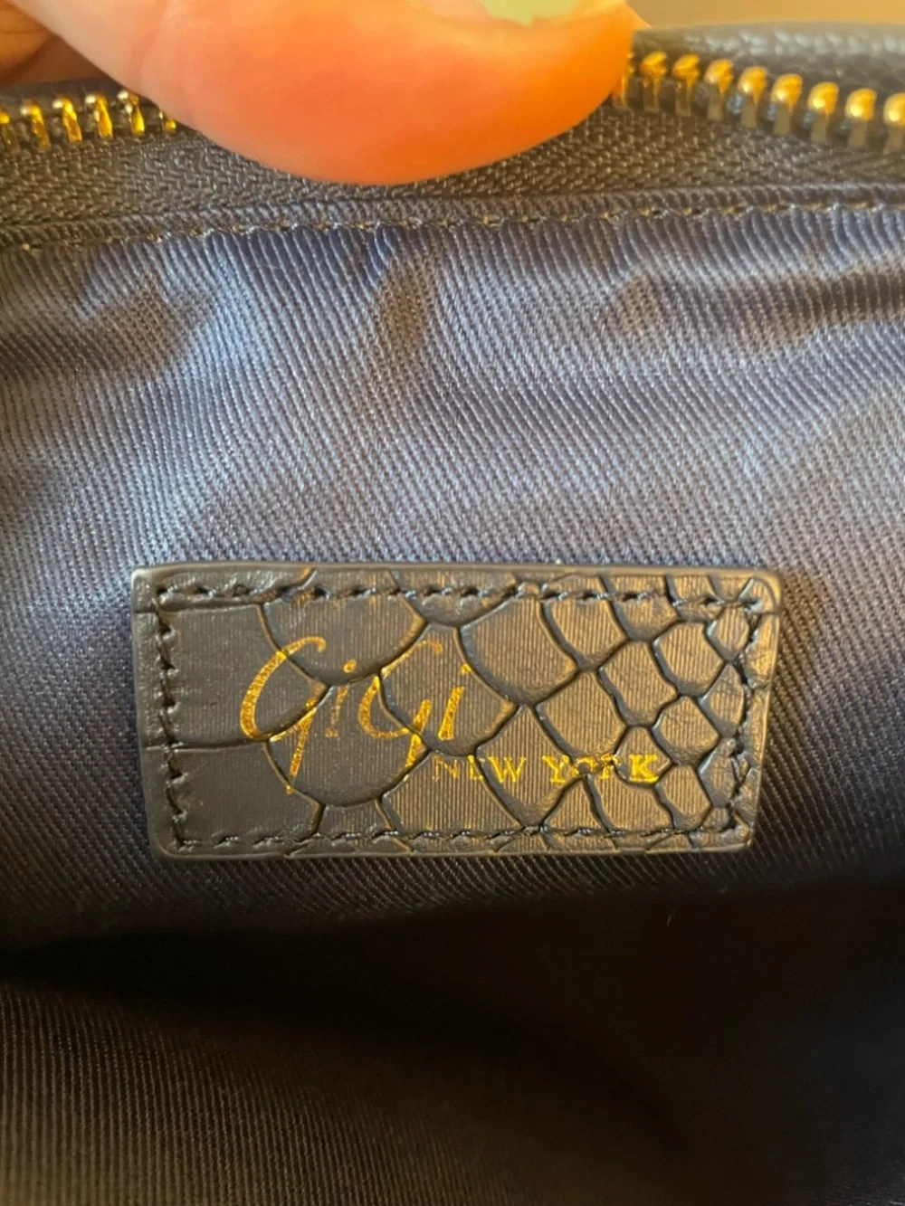 GiGi New York navy leather fold over crossbody/ clutch